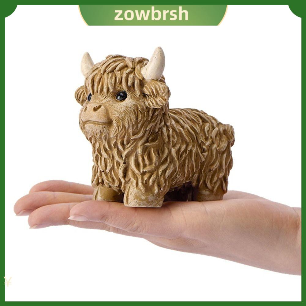 ZOWBRSH Bò cao nguyên Scotland Tượng nhựa mini Thu nhỏ Thực tế Tượng bò bằng nhựa Quà Tặng ngày lễ Dễ thương Đồ thủ công bằng nhựa tự làm