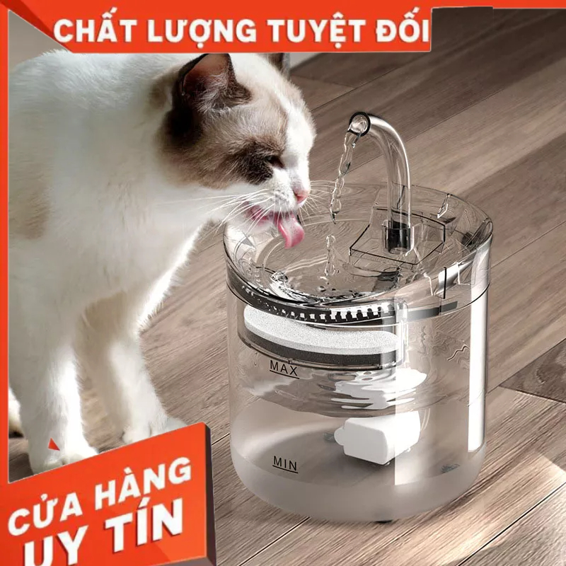 Bộ lọc nước cảm biến tự động không dây thông minh cho vật nuôi 1.8L, Máy bơm nước tự động cho chó mèo