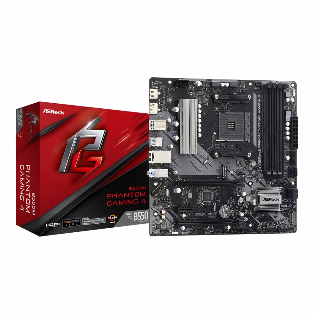 MAINBOARD (เมนบอร์ด) ASROCK B550M PHANTOM GAMING 4 - AMD SOCKET AM4 DDR4 MICRO-ATX - ราคา 5,111 บาท*ส่งฟรี