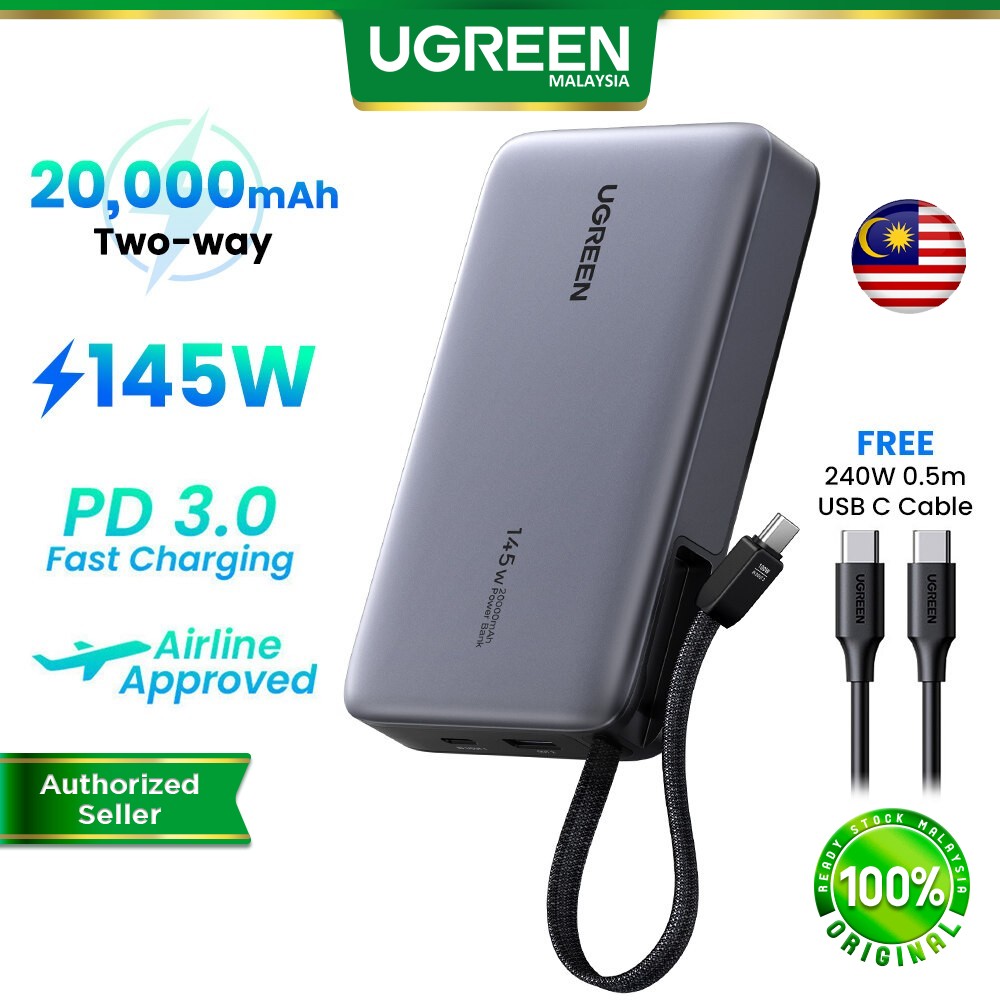 UGREEN Nexode 100W 20000Ah Laptop Power Bank, 3-Port USB C Power Bank