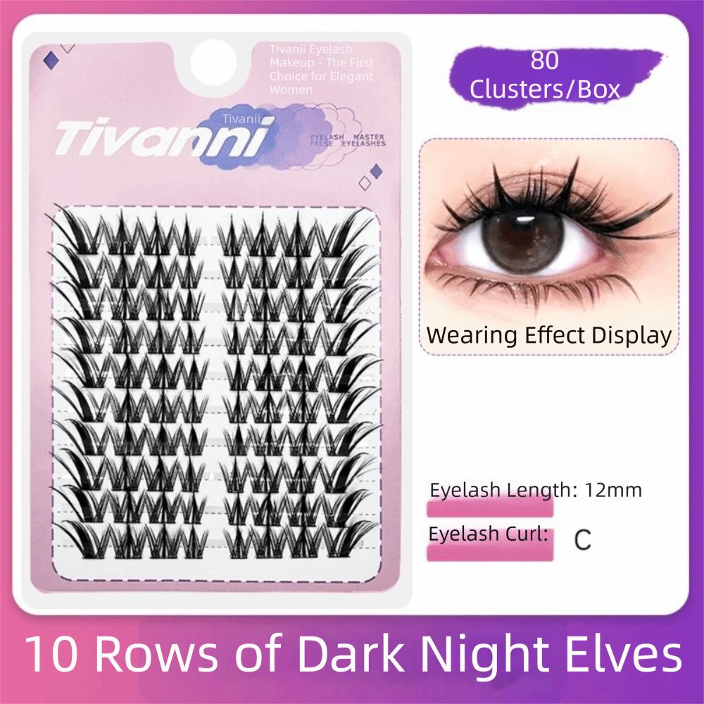 CANCEL 10-13MM 60/80/100 chùm lông mi giả Dễ mặc Phong cách K-pop Nối mi tự làm Thời thượng Trang điểm mắt 10 Dãy Lông Mi Giả Hàng ngày/Tiệc tùng