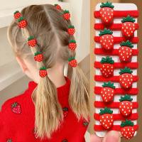 DSLONG 10 pcs Strawberry Hair Ties Set Cute Design Red Girls Hair Accessories Fashion Enhances Daily Festive Childrens Hair Tie Gift