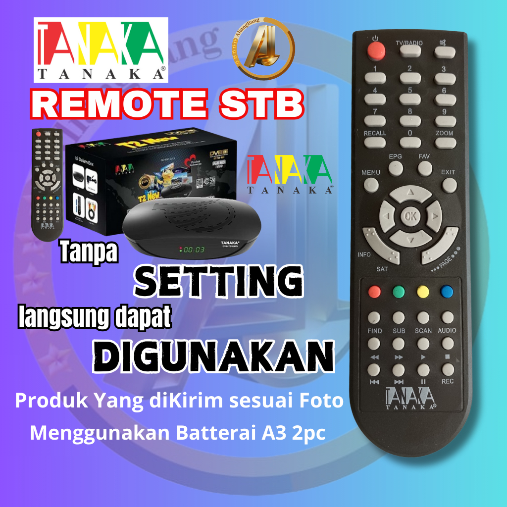 Remot Remote STB Set Top Box TANAKA Dus Hitam Body Plastik DVB-T2 Harga 15,000 rupiah*Gratis Ongkir