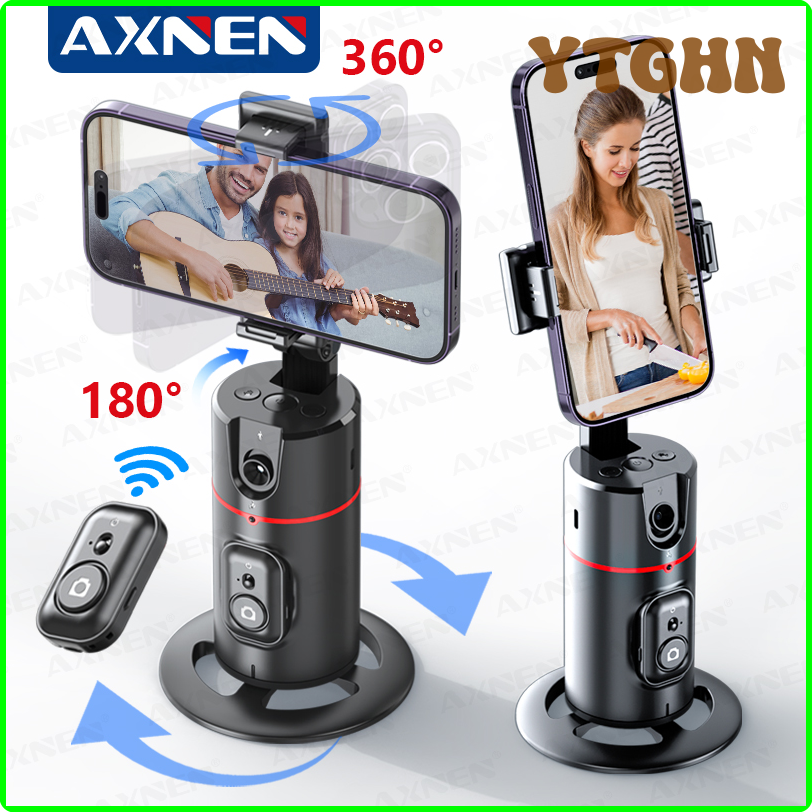 KJUJM AXNEN P02 360 Rotation Follow-up Gimbal Stabilizer Monopod Desktop Tracking Gimbal with Remote for Phone Tiktok Live Photography HFVBN