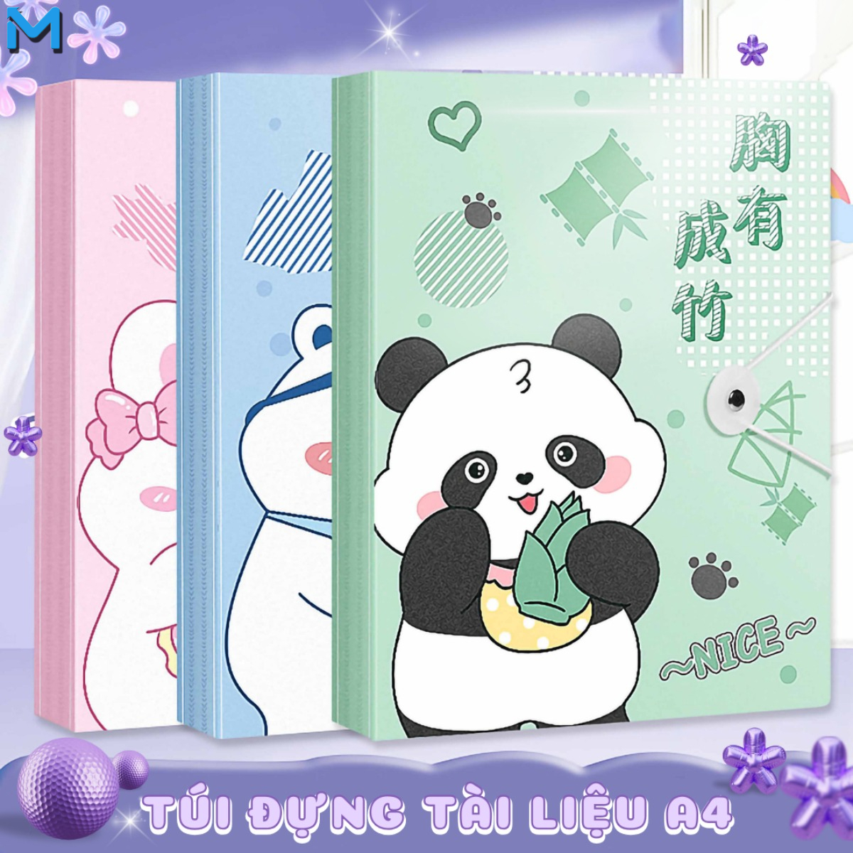 Túi đựng hồ sơ khổ A4, túi đựng hồ sơ hoạt hình 30/60 trang, bảo vệ hồ sơ hiệu quả