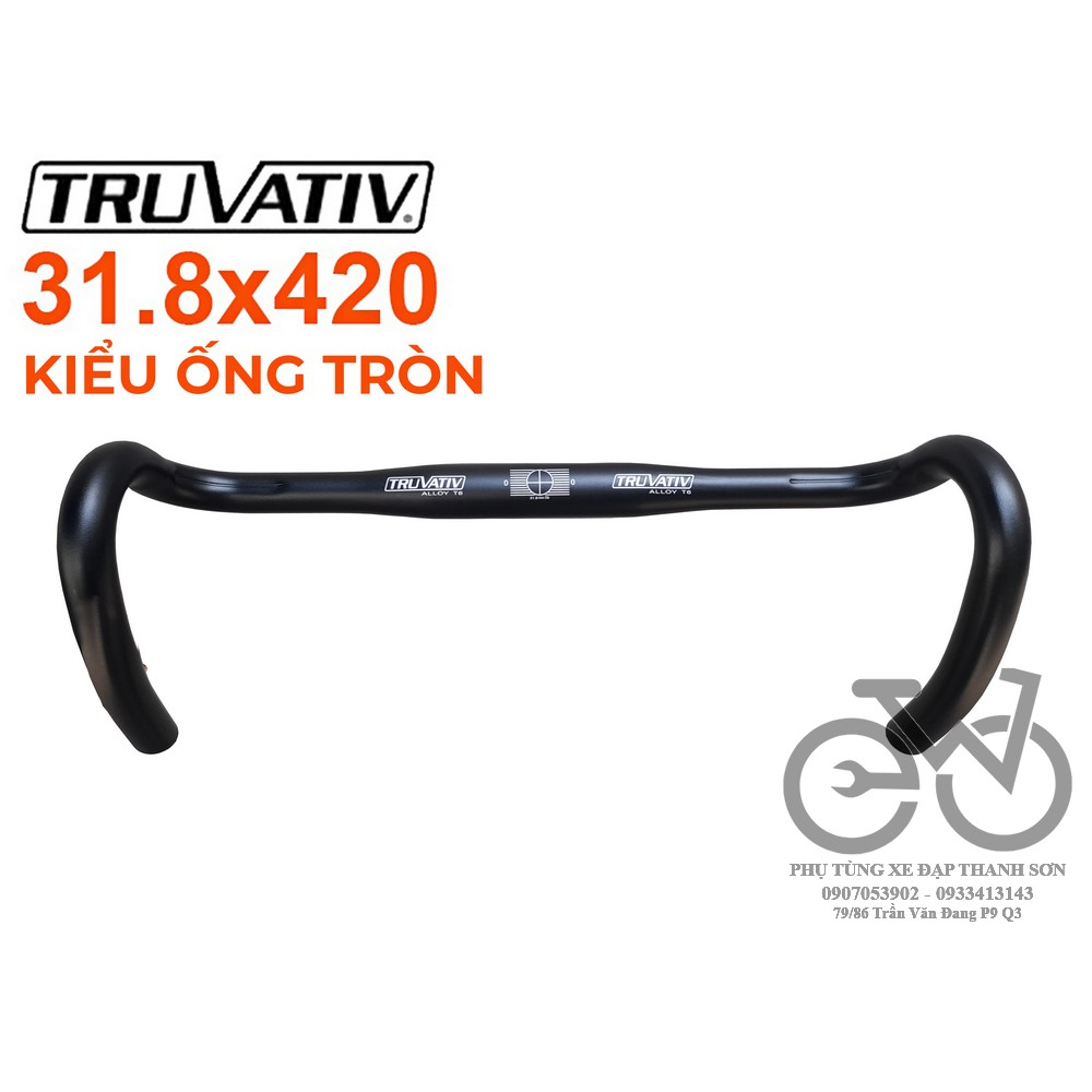Ghi đông cong truvativ nhôm xe đua, xe đạp fixed gear, 31.8mm, kiểu ống tròn