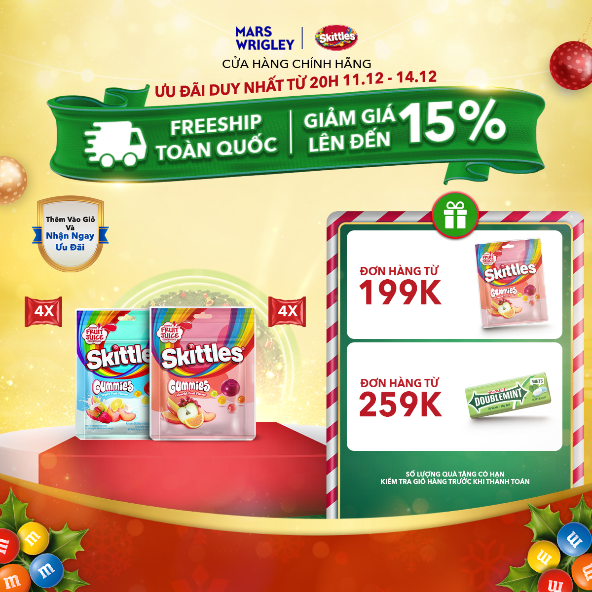  Combo 8 Gói kẹo dẻo Skittles Gummies mix vị - 4 gói vị trái cây và 4 gói vị sữa chua trái cây 