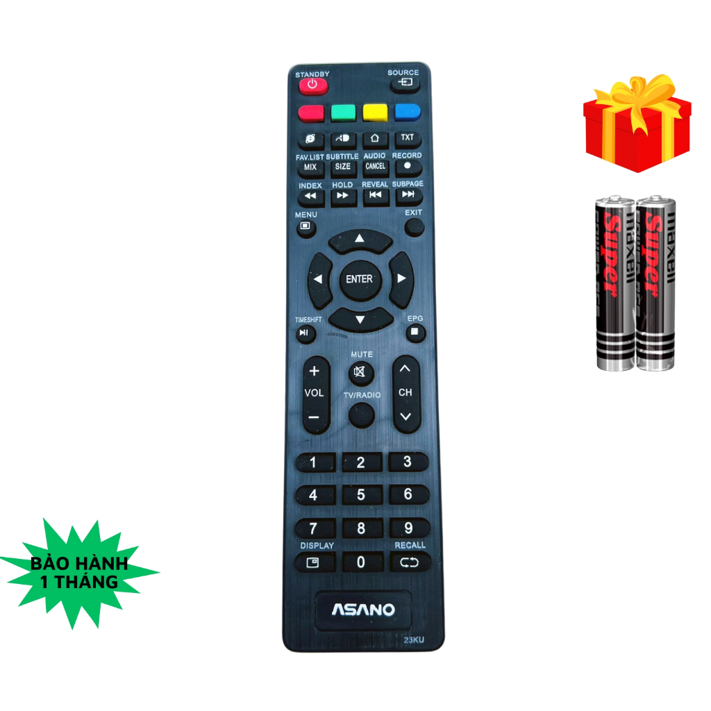 SKU397 - Remote điều khiển tivi Asano Mã 01 điều khiển TV Asano - Tặng kèm pin