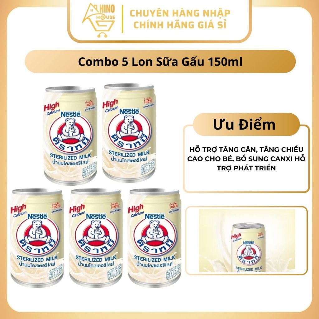 Sữa Gấu Nestle 150ml Dạng Lon Thái Lan Tăng Cân Tăng Chiều Cao Cho Trẻ Giá Tốt - Hinohouse