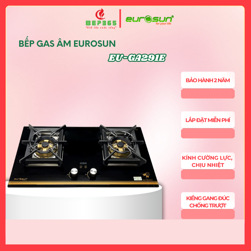 Eurosun Eu-Ga291E Built-In Gas Stove – 2 Cooking Burners – 304 Stainless Steel Stove Tray – Safety Sensor