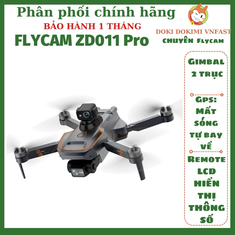 FLYCAM ZD011 PRO - GPS mất sóng bay về - Gimbal chống rung camera 2 trục 4K giá rẻ - Bh 1 tháng