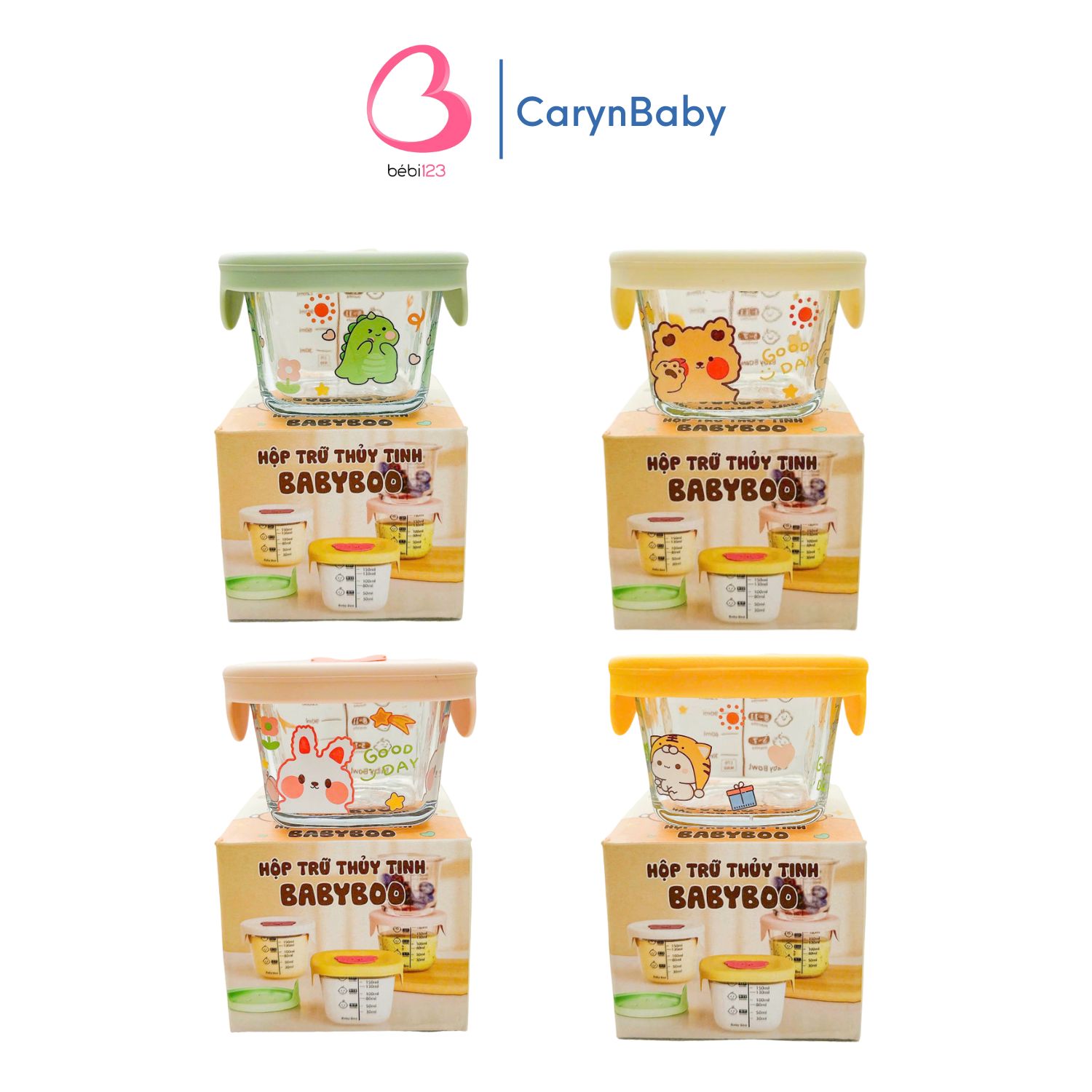 Hũ Trữ Đông Thủy tinh Babyboo An Toàn Có Vạch Chia Cho Bé 140ml trữ đồ ăn dặm Bebi123shop