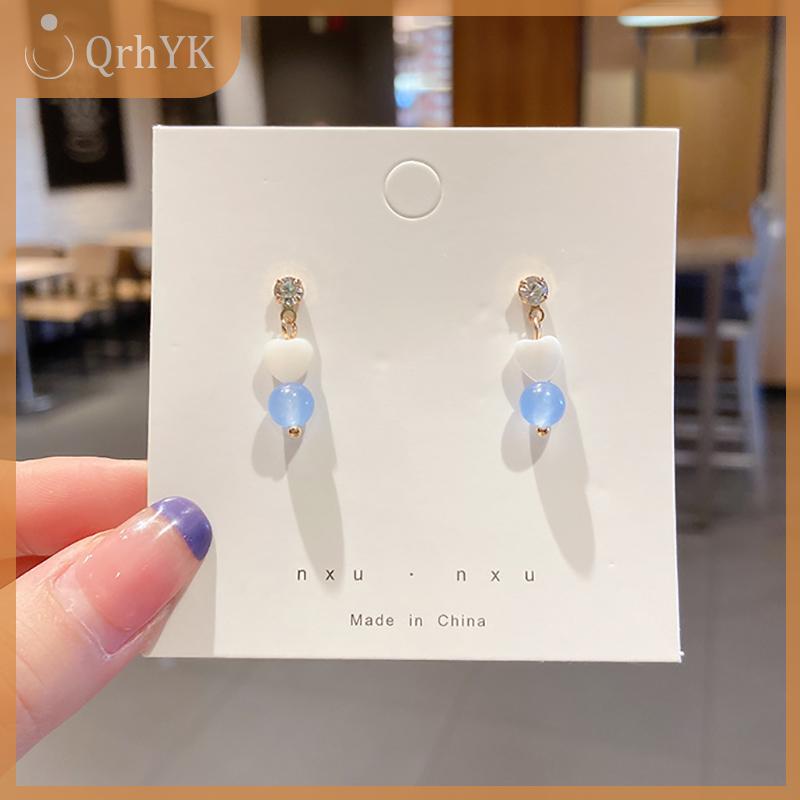 QrhYK 1 cặp phong cách Hàn Quốc hợp thời trang Rhinestone nhựa Stud Bông tai cho phụ nữ ánh sáng sang trọng thời trang đơn giản Mặt dây chuyền tai Stud trang sức thanh lịch