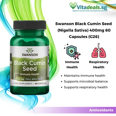 Swanson Black Cumin Seed Nigella Sativa 400mg (G26), 60 Capsules, Health Supplement To Maintain Immune and Respiratory Health - Vitadeals