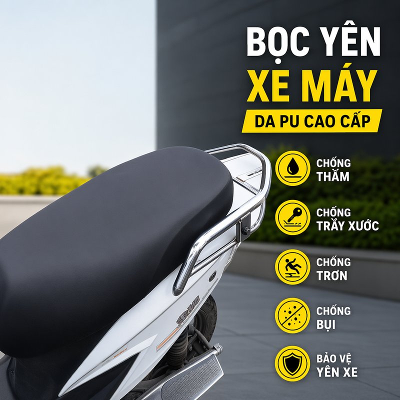 Vixplorn Bọc Yên Xe Máy Da PU Chống Nước Chống Trượt Giữ Nhiệt Chống Trầy Dễ Lắp Ráp