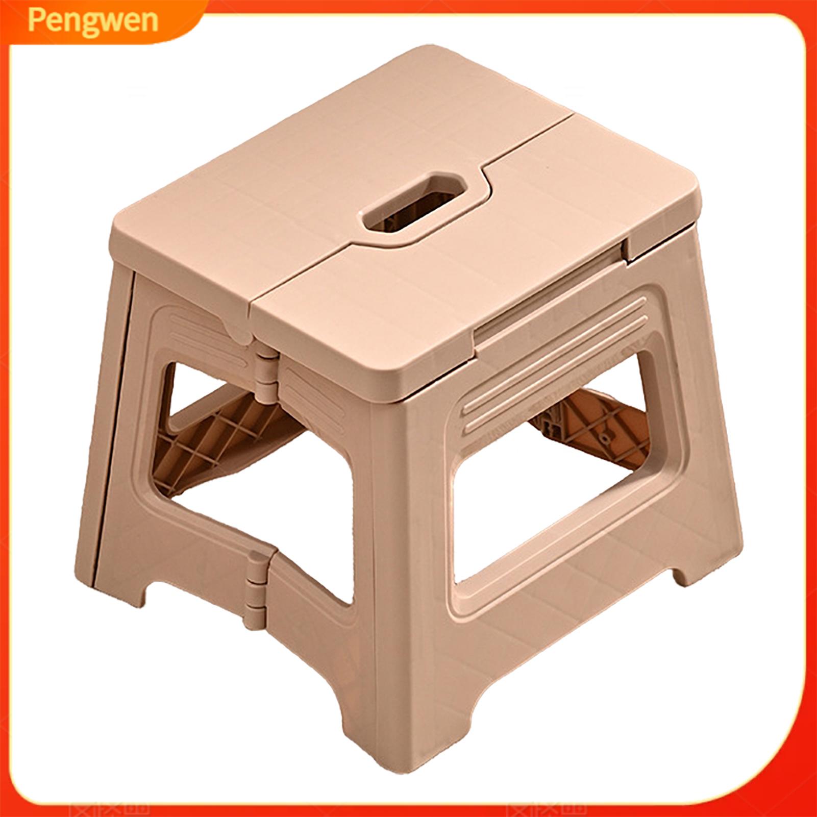 Pengwen Compact Folding Seat Cushion Portable Folding Bench Multifunctional Plastic Footstool with Handle – Lightweight Outdoor Stool for Toddlers Seniors Fishing Camping Travel and Home Use in Asia