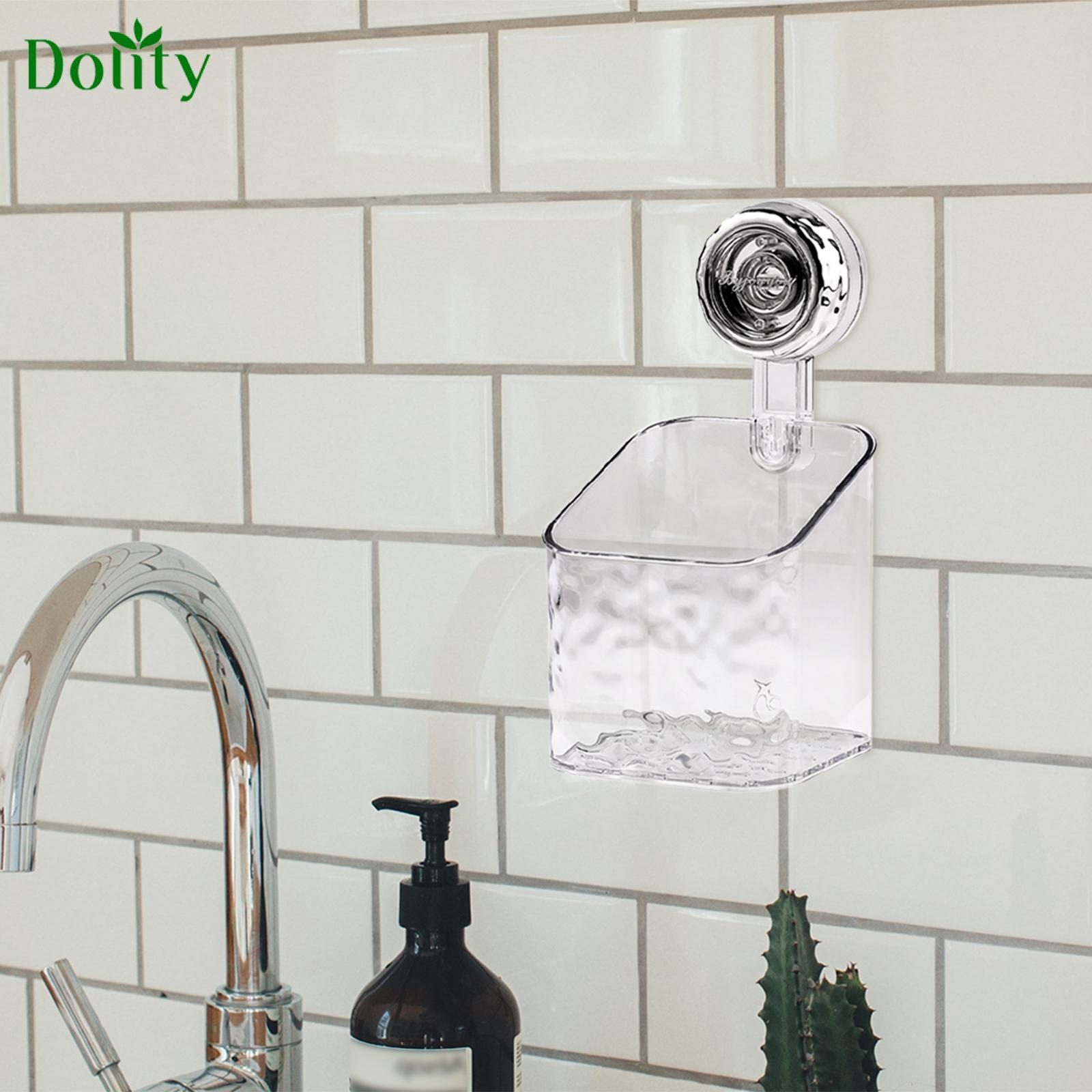 Dolity Shower Caddy Suction Cup Wall Mounted Soap Dish Holder Kitchen
