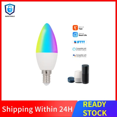 SAFETOOLS Wi-Fi Smart Bulb RGB+W+C LED Candle Bulb Led Strip 5W E14 Dimmable Light Phone APP SmartLife/Tuya Remote Control Compatible with Alexa Google Home Tmall Elf for Voice Control, 1 pcs
