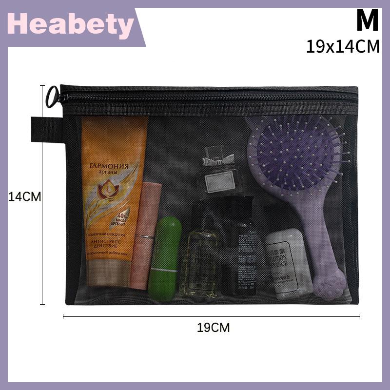 Heabety Nylon Mesh File Bag A4 A5 A6 Transparent Zipper Test Paper Information Bag