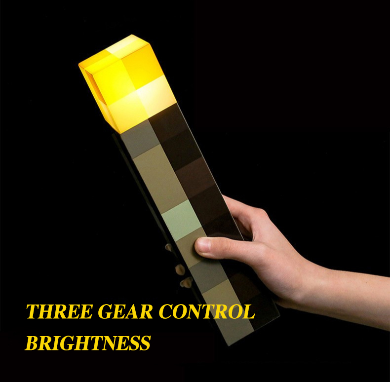 Minecraft Torch Lamp LED Rechargeable Night Light Four Color Changing Lights with Wall Mountable Night light for Kids Gift Game light My World Game Surroundings Bedroom atmosphere decorative 我的世界火炬灯火把灯