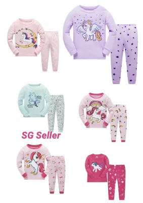 SG Seller / Sleepwear/ kids Pyjamas set / Unicorn/ children pyjamas set / Pajamas / Girls sleepwear / Toddler/ 100% cotton/ free Shipping