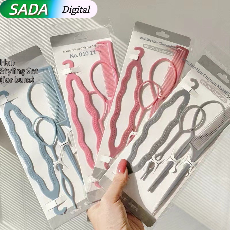 SADA Hidden Hair Styling Tool Set for Easy Braiding and Ponytail Making - Fashionable Geometric Design for Adults and Kids ราคา 28 บาท*ส่งฟรี