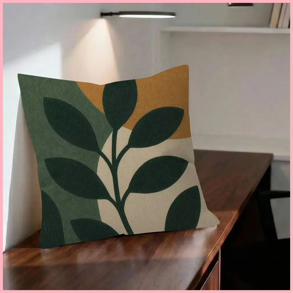 [HOT UMCR] Brown Retro Plant 2D Flat Maple Design Cushion Cover Happy Autumn Harvest decor Holiday Decorati Pillow Cover