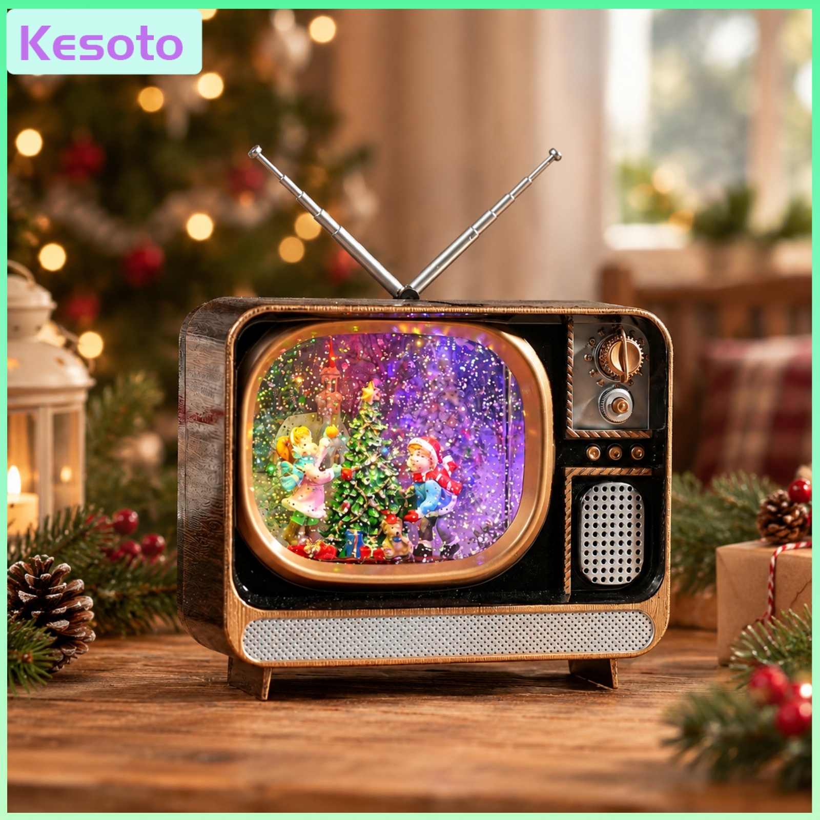 ของเล่นและของสะสม Kesoto Lighted ดนตรีคริสต์มาสตกแต่งโต๊ะด้วยแสง Nostalgic VINTAGE TV เครื่องประดับคริสต์มาส COZY Retro โทรทัศน์ฉากหิมะตกแต่งไร้สายสำหรับชั้นวาง ราคา 4,862 บาท*ส่งฟรี