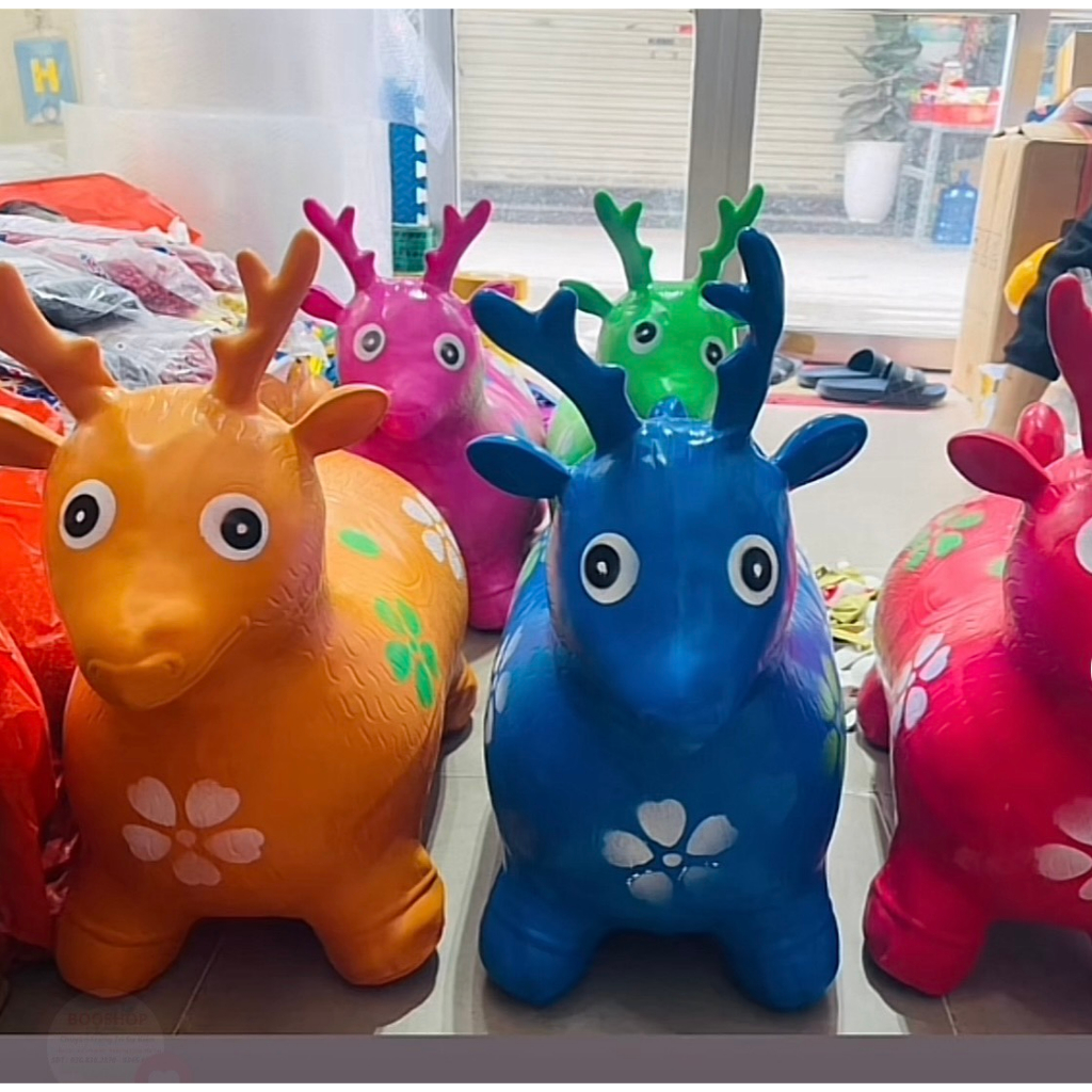 Thú nhún bơm hơi hình con hươu loại to - quanghuydecor