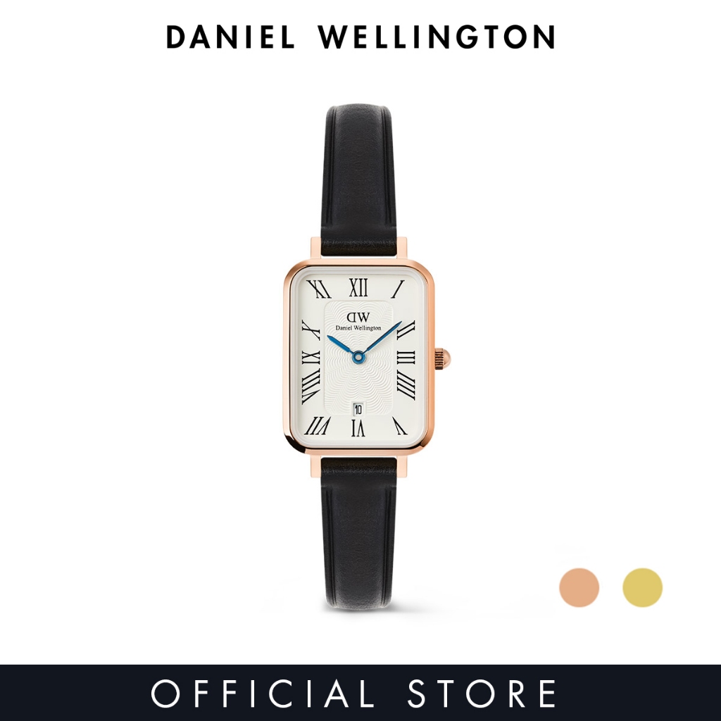 Daniel Wellington Quadro Roman Numerals Date Sheffield White Rose Gold / Gold Women Watch stainless steel leather strap watch DW Official Authentic Original