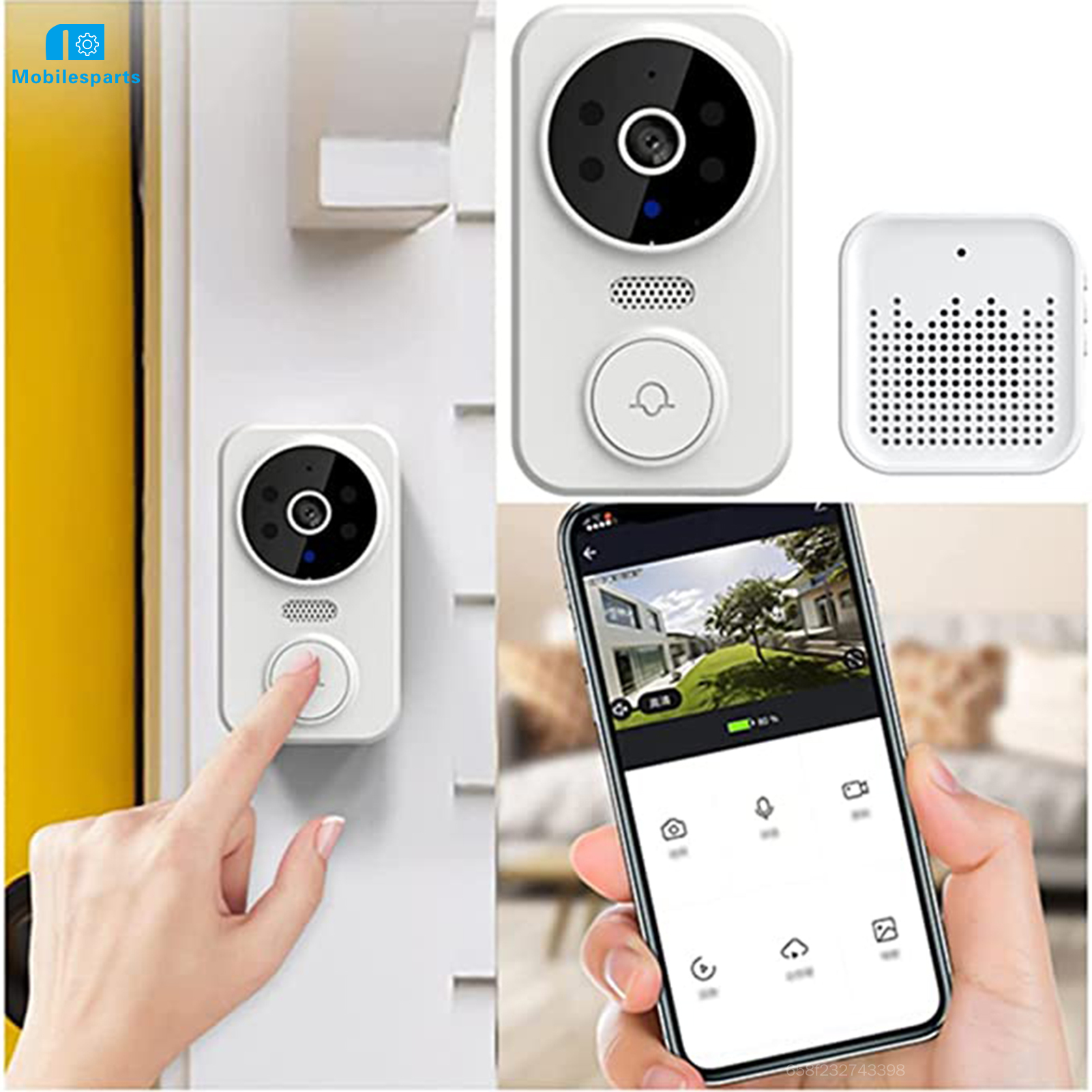 【Giao hàng trong 24 giờ】 chuông cửa liên lạc bằng giọng nói chuông cửa trực quan thông minh hai chiều wifi cho gia đình bạn bè hàng xóm ATJA-MY Quà Tặng