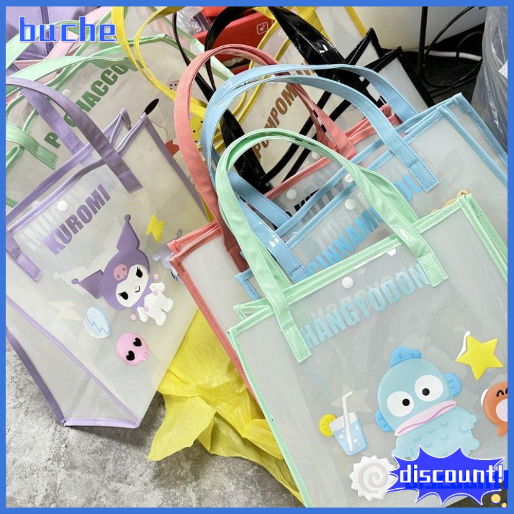 BUCHE Trong suốt Túi xách thạch sanrios Hoạt hình dễ thương Anime Túi giặt  Sức chứa lớn Túi tote du lịch
