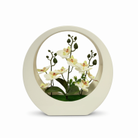 HOUCHU Ornaments Artificial Orchid Pot Plant Decorative Floral Art Home Decor Imitation Flower Bonsai Sweet Moon Shape Orchid Potted Plant Wedding Decor
