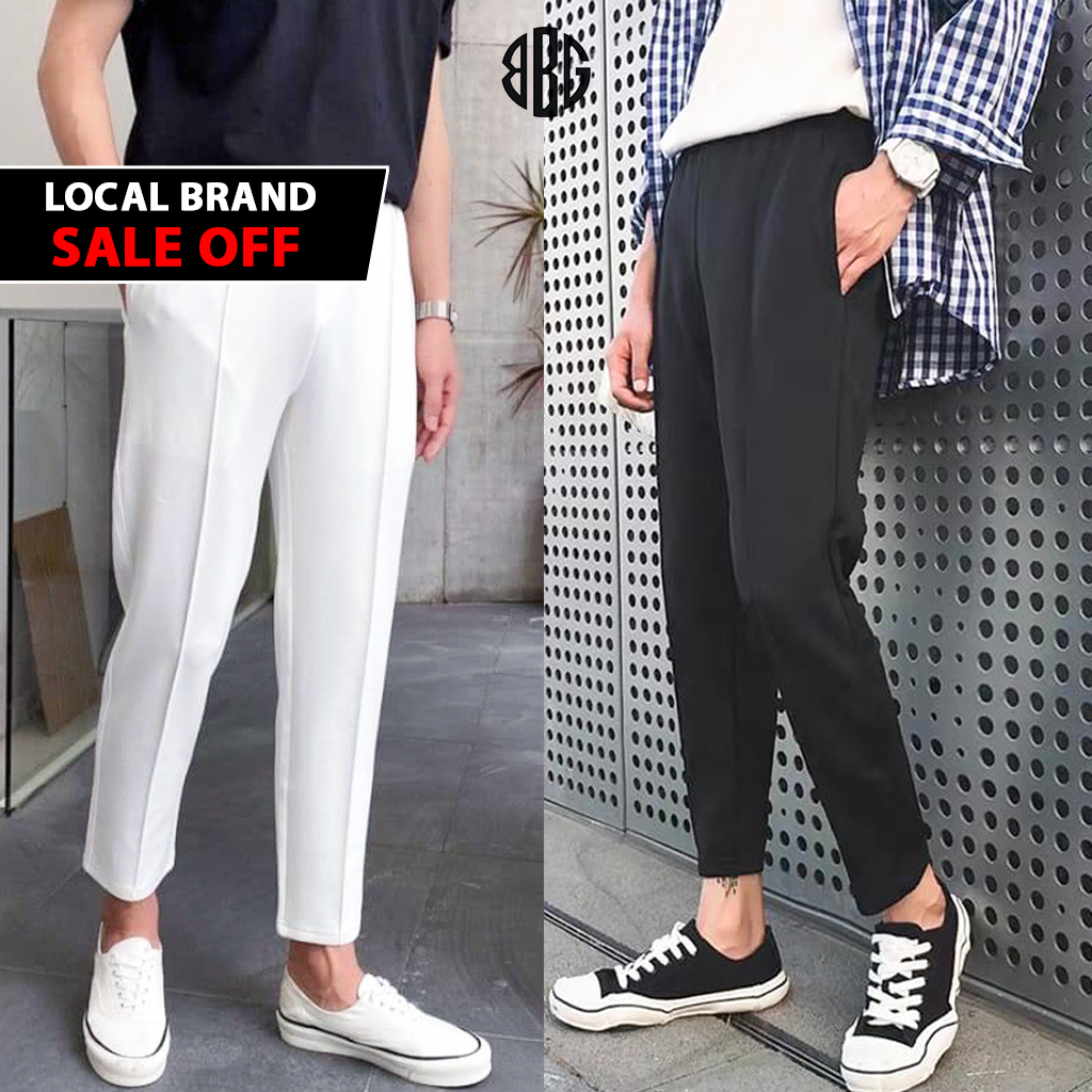 Quần dài thun ỐNG SUÔNG Baggy sọc gân màu đen và trắng chất vải thun UMI dày dặn co dãn tốt BBG Fashion