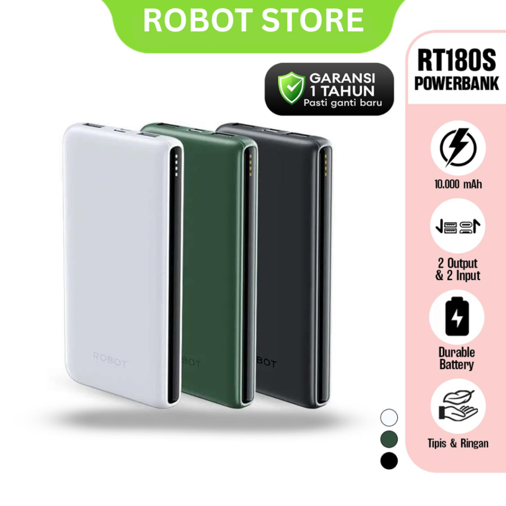 ROBOT RT180S Powerbank 10000 mAh 12W 2,4A Dual Input