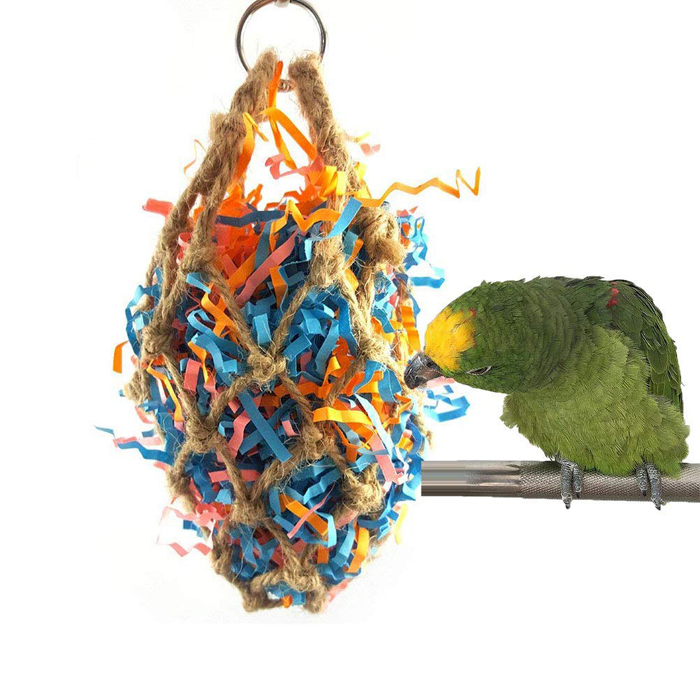 MODEOR Colorful Cotton Rope Bird Chew Toy for Parrot Macaw African Grey Budgie Parakeet Cockatiels Conure Lovebird Cockatoo Climb Biting Hanging Toy Cage Toys Decor Random Color 