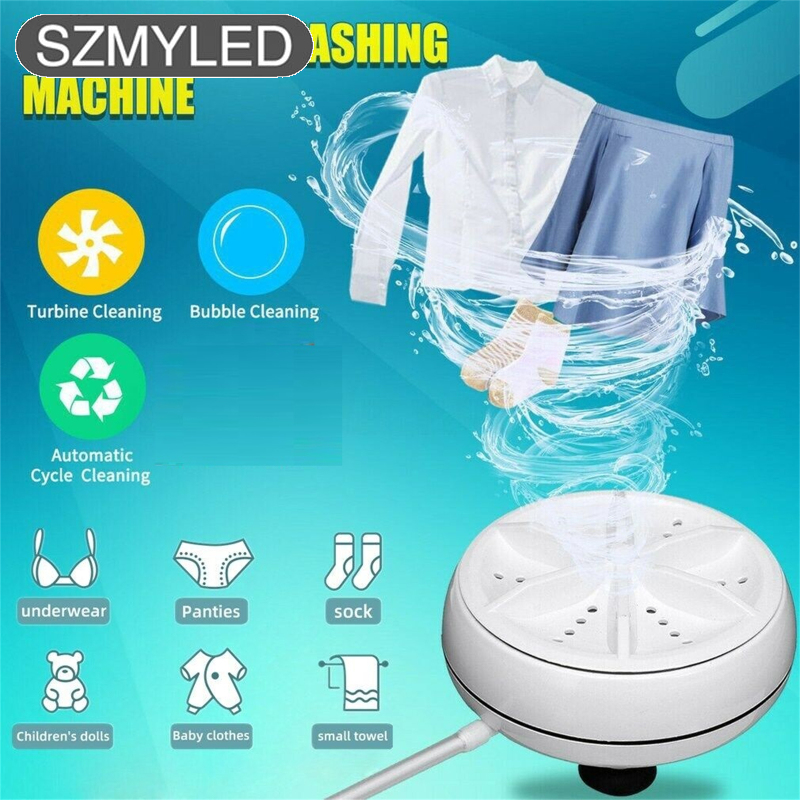 Portable Mini Washing Machine High Frequency Ultrasonic Turbo Rotating Clothes Washer For Shirts Towels Jewelry