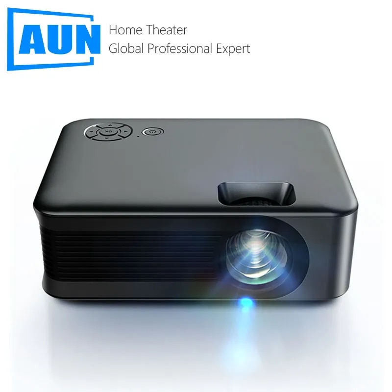 AUN-A003 Mini Projecteur Portable 3D Home Cinéma, Miroir WiFi, Android IOS,  Téléphone Intelligent, 1080P, 4K