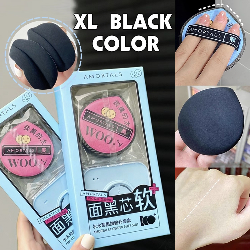 Mút trang điểm Chính Hãng AMORTALS bông phấn nền đen Dụng Cụ Trang Điểm Mút trang điểm*2+Hộp*1 mềm mịn đàn hồi size lớn