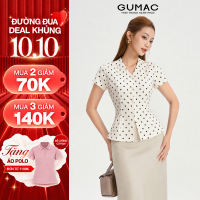 [MUA 2 GIẢM 70K] Áo Sơ Mi Nữ Áo Kiểu Peplum GUMAC Kiểu Cổ V Tay Ngắn Đính Nút Thời Trang LAG06044