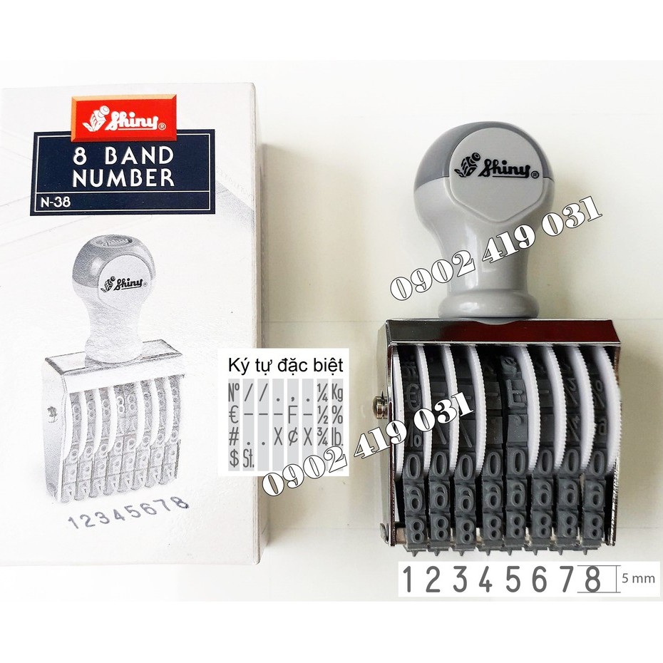 Dấu đóng 8 số cao 5mm shiny n38
