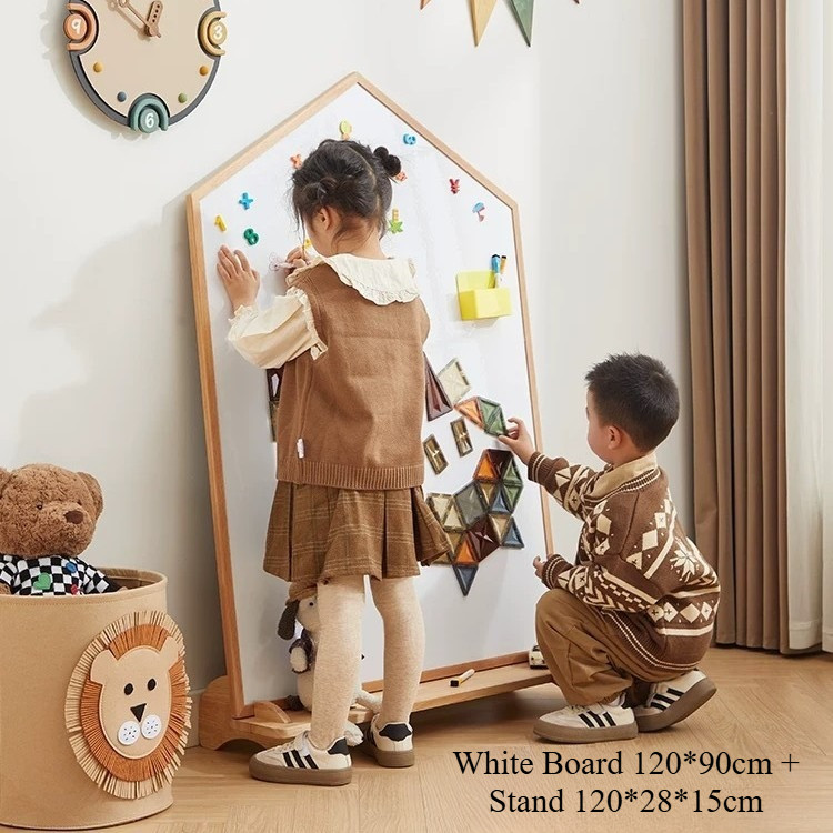 Magnetic Double-Sided Wooden Drawing Board Kids Art Board / Blackboard & Whiteboard
