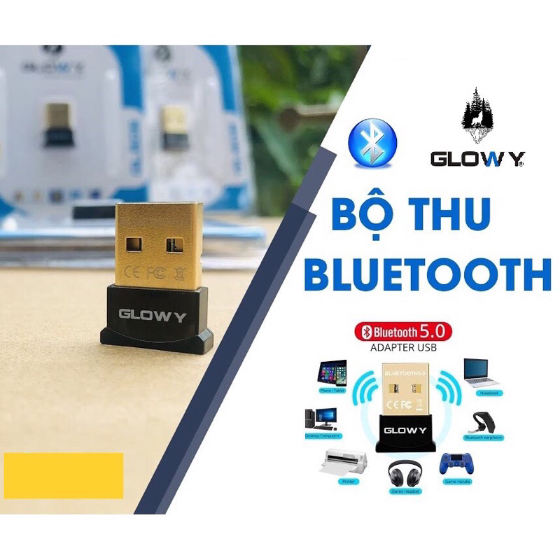 USB Bluetooth Dongle 5.0 Gloway giúp máy tính bàn, máy tính cây, Laptop thu phát sóng bluetooth