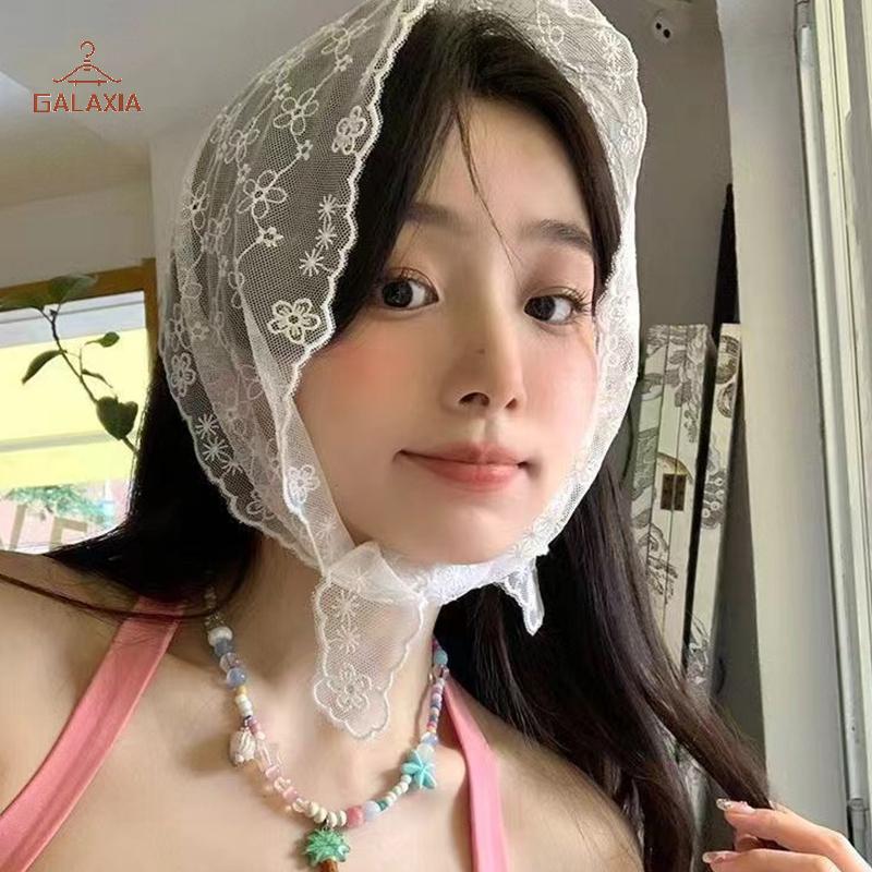GALAXIA Pháp ren tam giác tóc khăn phụ nữ cô gái mùa xuân mùa hè xu hướng Hàn Quốc ngọt ngào Bohemia ren khăn headbands MỤC VỤ mũ