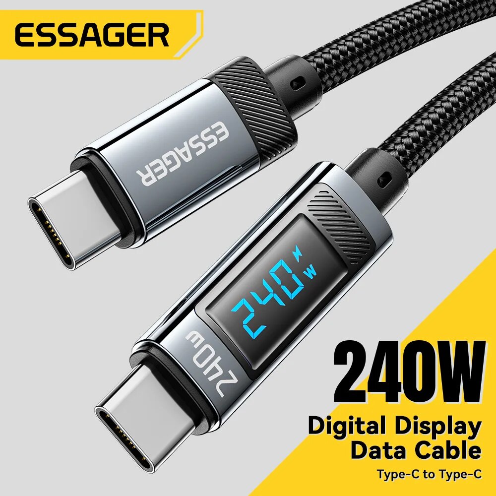  Essager 240W loại USB C Để USB C Cáp 100W Pd 3.1 Nhanh Chóng Sạc dây sạc Cho MacBook Pro Xiaomi máy tính xách tay Samsung Dây USB BC 