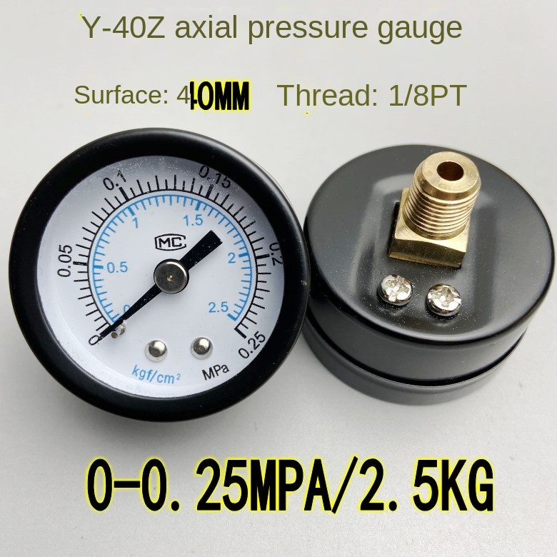 Đồng hồ áp suất Y-40Z 0-0.25MPa/2.5Kg - Đo áp suất chân không, khí nén, nước