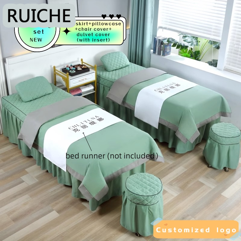RUICHE 4 mónic ชุดผ้าห่มผ้าปูที่นอนปลอกหมอนโลโก้ Spa CUTE tuina ราคา 820 บาท*ส่งฟรี