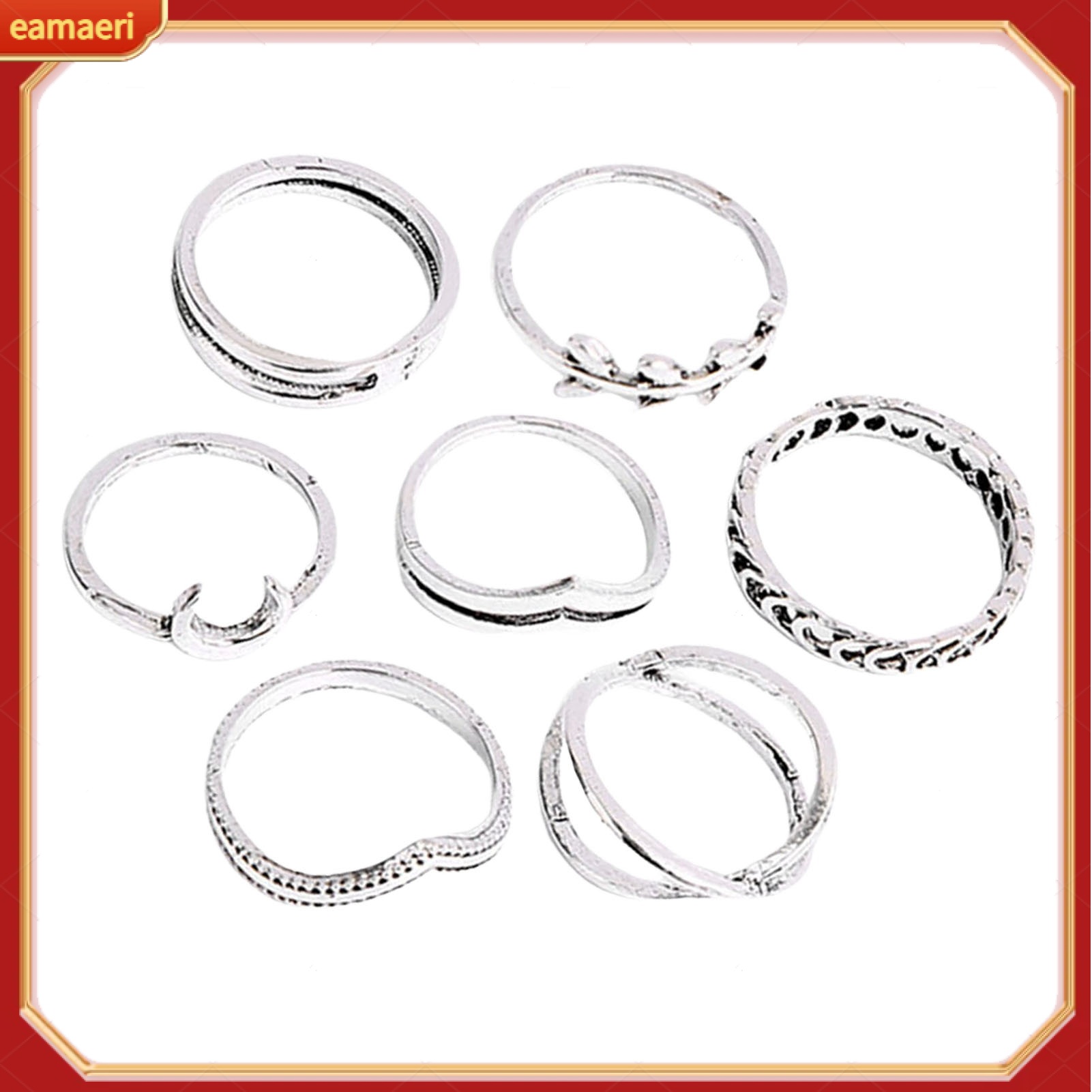 7 Pcs Knuckle Rings for Women Teen Girls Gold Twist Moon Leaf Double Cross Layered Rings Stacking Ri