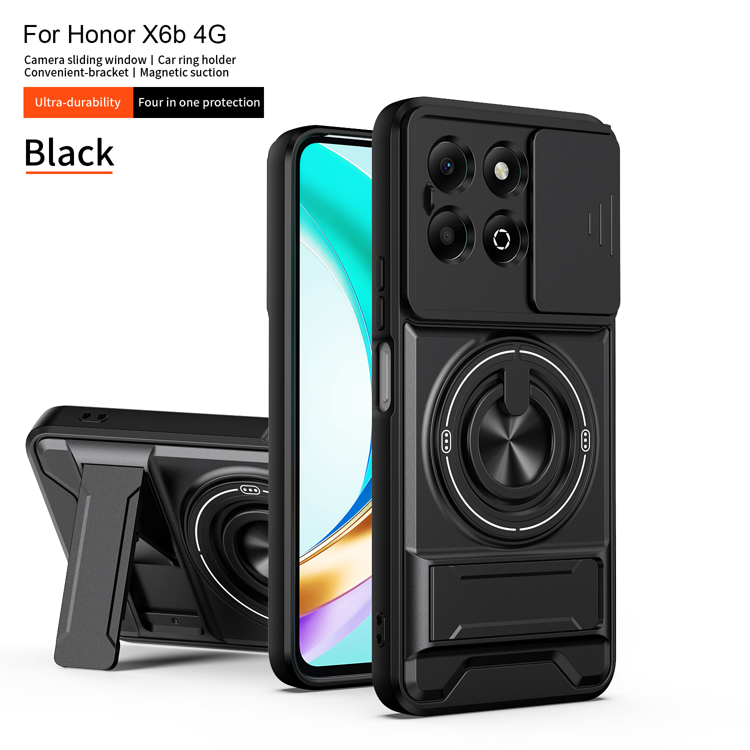 For Honor X6B Case Honor X6B Plus Cover Honor X6B plus Cases Magsafe Magnetic Fold Holder Military Armor Camera Protection Cover - Image 2