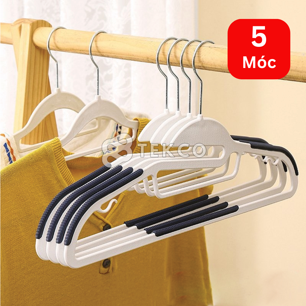 Bộ 5 móc treo quần áo chống trượt chất liệu nhựa chịu lực - móc treo quần áo